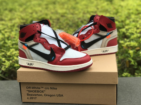 Women 2017 OFF-WHITE x Air Jordan 1 GS High 10X White Black-Varsity-Red